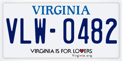 VA license plate VLW0482