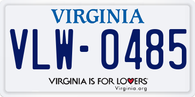 VA license plate VLW0485