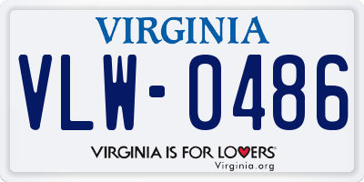 VA license plate VLW0486