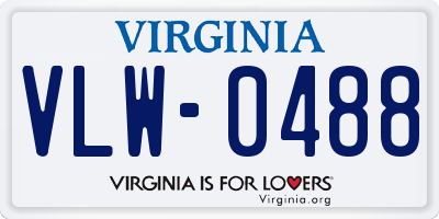 VA license plate VLW0488