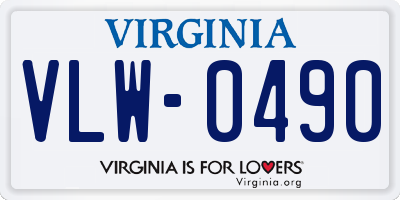 VA license plate VLW0490