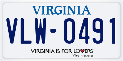 VA license plate VLW0491