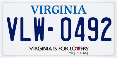 VA license plate VLW0492