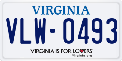 VA license plate VLW0493