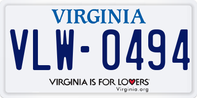 VA license plate VLW0494