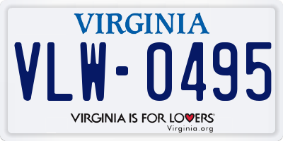 VA license plate VLW0495