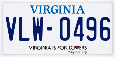 VA license plate VLW0496