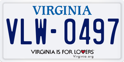 VA license plate VLW0497