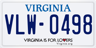 VA license plate VLW0498