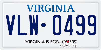 VA license plate VLW0499