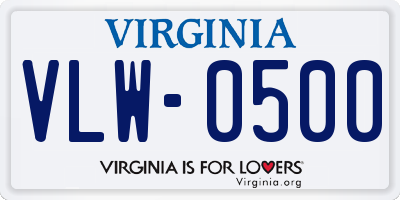 VA license plate VLW0500