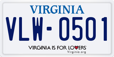 VA license plate VLW0501