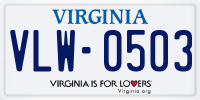 VA license plate VLW0503