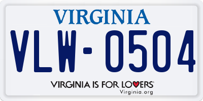 VA license plate VLW0504