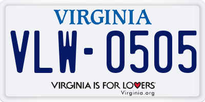 VA license plate VLW0505