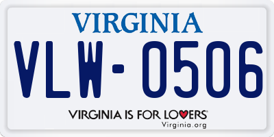 VA license plate VLW0506