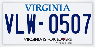 VA license plate VLW0507