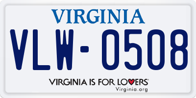 VA license plate VLW0508