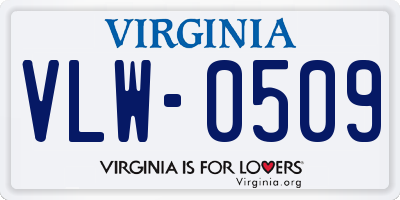 VA license plate VLW0509