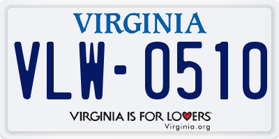 VA license plate VLW0510