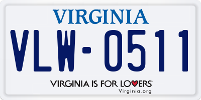 VA license plate VLW0511