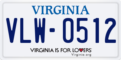 VA license plate VLW0512