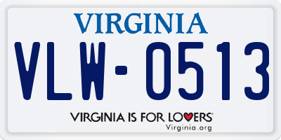 VA license plate VLW0513