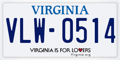 VA license plate VLW0514