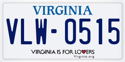 VA license plate VLW0515