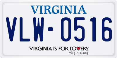 VA license plate VLW0516