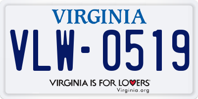 VA license plate VLW0519