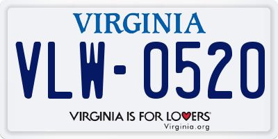 VA license plate VLW0520