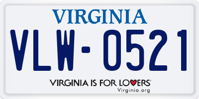 VA license plate VLW0521