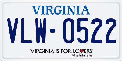 VA license plate VLW0522