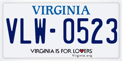 VA license plate VLW0523