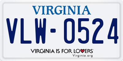 VA license plate VLW0524