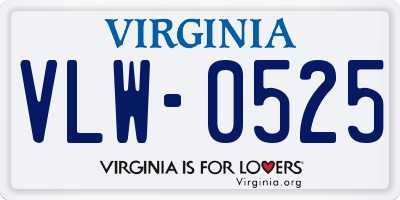 VA license plate VLW0525