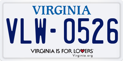 VA license plate VLW0526