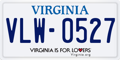 VA license plate VLW0527