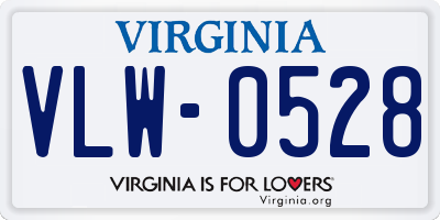 VA license plate VLW0528