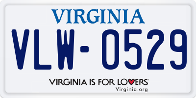 VA license plate VLW0529