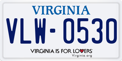 VA license plate VLW0530