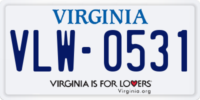 VA license plate VLW0531