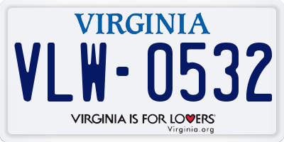 VA license plate VLW0532