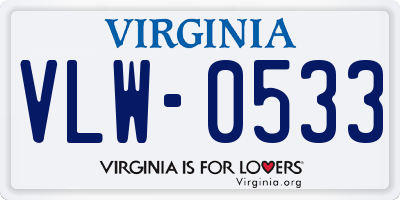 VA license plate VLW0533