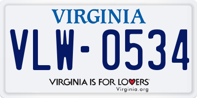 VA license plate VLW0534