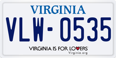 VA license plate VLW0535