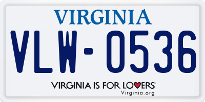 VA license plate VLW0536