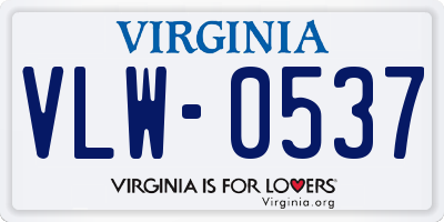 VA license plate VLW0537