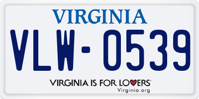 VA license plate VLW0539